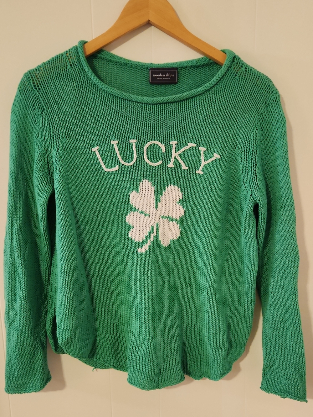Wooden Ships Green 'Lucky' Clover Crewneck Sweater
